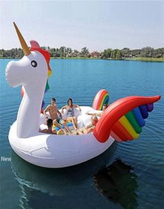 Гигантская надувная лодка единорога фламинго бассейн плавает плот плавание кольцо.