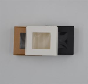 100 шт. Целая бумага подарочная коробка Boxblack Kraft Paper упаковка для мыльной коробки Boxhandmade с Windowwhite Craft Candy Boxes 4 размера 3588660