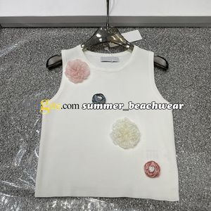 Moda dantel çiçek örgü yelek rahat nefes alabilen örgü yelek kadın mürettebat boynu kolsuz örgü üstleri yaz tankları tees