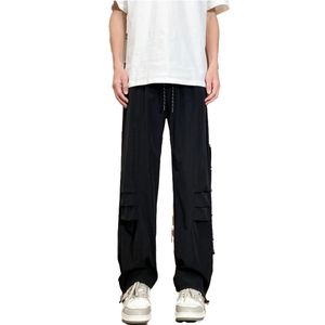 Summer New Hot Damskie Ubrania męskie Silk Silk High Street Trend Prosty spodnie luźne spodni rozmiar m-5xl