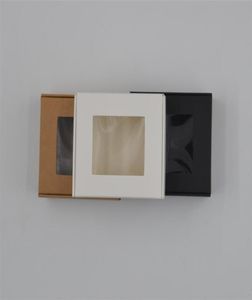 100 шт. Целая бумага подарочная коробка Boxblack Kraft Paper Packaging Coledmade Soap Loak с Windowwhite Craft Candy Boxes 4 размера 3305056