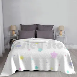 Blankets Soft Pastel Stars ( White ) Blanket For Sofa Bed Travel Cute Kawaii Spank Fairy Kei