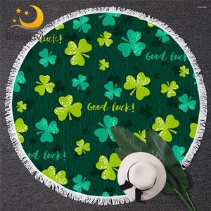 Havlu Blessliving Shamrocks Round Beach St. Patrick Günü Dairesi Yoga Mat Yeşil Şanslı Banyo Toalla Mutlu Tatil Battaniyesi