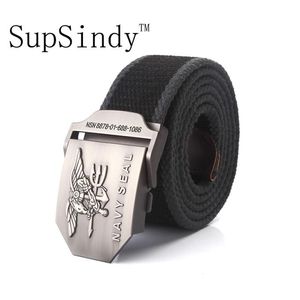 SUPSINDY Men39S Canvas Belt Navy Seal Metal Buckle Military Belt Army Tactical Belts For Manlig toppkvalitet Män band Black Strip4156731