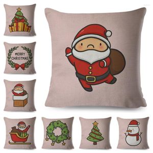 Kudde god jul täcke dekor tecknad djur jultomten tryck fodral polyester kudd för barn rum soffa