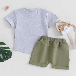 Наборы одежды 0-36 месяцев малыш мальчики летний наряд с коротким рукавом круглые вершины + упругие талию.