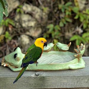 Другие птицы поставляют лягушку кормушку творческий мультфильм керамические птичьи валы дикие ванны сочные цветочные украшения украшения для сада