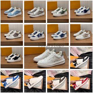 Beverly Hills Sneakers Runner Trainer Mens Casual Shoes White Grained Calf Leather Prossed Eclipse Canvas Letter Flower Rivoli Sneaker 5.14 01