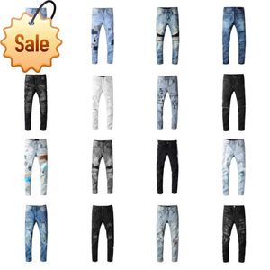 Designer Mens Jeans Hip-hop Fashion Zipper Hole Wash Jean Pants Retro Torn Fold Stitching Men Design Motorcycle Riding Cool Slim Pant Purple Jeans for Man Women