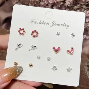 Orecchini per borchie en 7 paia/set heart stella mini set perle geometrica per donne donne gioielli di moda gifts brincos