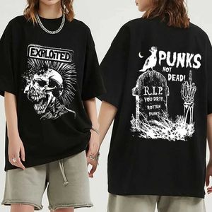 Banda de rock de camisetas masculinas A camiseta retro explorada punks não morto strtwear camiseta masculina mulher hip hop 100% algodão TS TS T240515