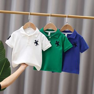 Fashion Polo Child Boys Summer krótkie koszule polo Toddler Baby Boy Casual Shirt School Emwear Top Children Ubrania 2-12Y 240515