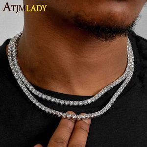 Tennis Ice Shining Cubic Zirconia 5mm Tennis Chain Necklace with Gold Plated Silver 5A CZ Necklace Fashion Hip Hop Mens Jewelry d240514