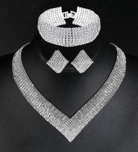 Zestawy biżuterii srebrna złota plaster blidowa elegancka błyszcząca nożyce kolczyki Naszyjka Bransoletka5988232