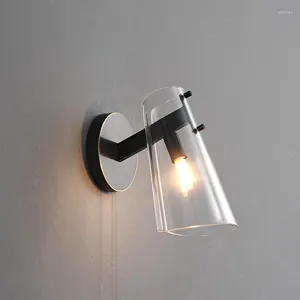 Vägglampa lyx svart koppar för sovrum sovrum vardagsrum balkong korridor badrum transparent lampskärm inomhusbelysning