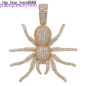 VVS Moissanite Spider Pendant Halsband Herr Hip Hop Gold Sier Shiny Jewelry Personality Rapper