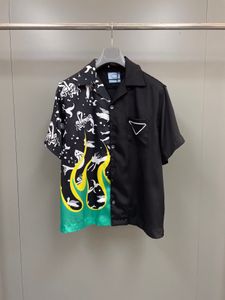 The latest summer 2024 designer shirt fashion contrast color printing collage design US size short sleeved shirt highend brand mens casual shirt