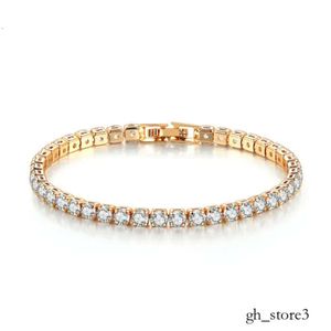 Tennis Chain Bracelet Women Men Blue Emerald Pink Cubic Zirconia Hiphop Silver Gold Plated Jewelry Diamond One Row Hip Hop 4mm Crystal ALIB0075 693