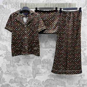 Women's Two Piece Pants designer Designer Full Print Soft Comfortable Short Sleeve Shirts Wide Leg Trousers Homewear Pajamas With Storage Bag 2Q7S