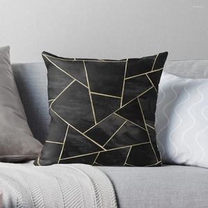 Kudde mörk svart bläck guld geometrisk glam #1 #geo #decor #art kast soffa täcker kuddar estetisk jul för hemmet