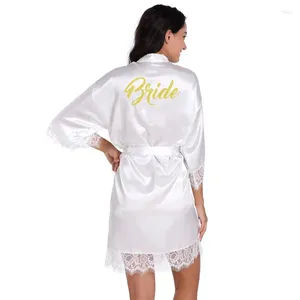 Roupas domésticas note no noivo dourado glitter feminino cetim kimono vestes de renda dama de honra camisola camarada s-xl t44