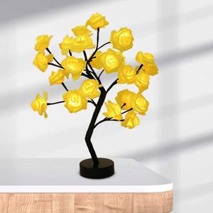Table Lamps 24LED Colorful Rose Tree Light Touch Switch Table Rose Lamp Small Night Light for Valentines Day Wedding Decor for Women Gifts