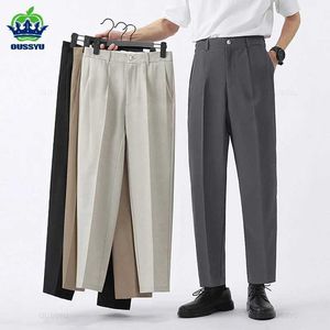 Men's Pants Spring Summer Suit Pants Men Slim Work Elastic Waist Soft Formal Trousers Male Korea Thick Black Brand Clothing Plus Size 40 42 Y240514