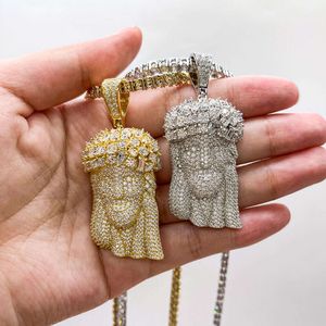 Hip Pop Jewelry Mens Moissanite Custom Big Jesus pezzo ghiacciato Sier Yellow Gold Ciondolo per la collana