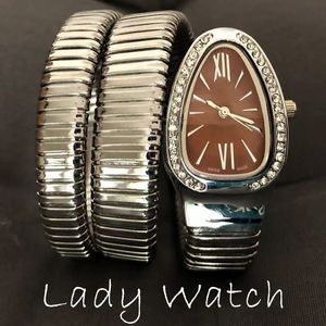 Lady Watches Silver Watchstrap Snake Luxury Womenwatch Anpassa armbandsur 32mm legering Bezel Glass Mirror Quartz Movement Casual Fashion Presentur