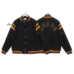 Rhude Mens Varsity Jacket Y2K American Vintage Baseball Letterman Jacket Womens broderad kappa tillgänglig i en mängd olika stilar Brand Par Rhude Jackets 765