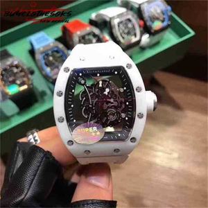 RM Designer Transparent Out Watch Richa Luxury med Automatic Hollow Mens Barrel Mechanics Irzq