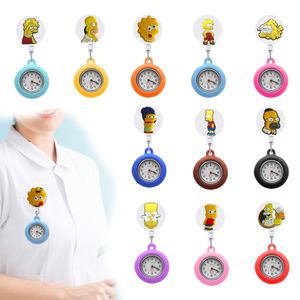 Pocket Watch Chain Simpson 18 Clip Watches Nurse Glow Pointer In The Dark Pattern Design Retractable Hospital Medical Workers Badge Re Ottf4