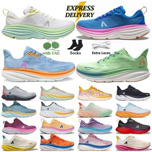Designer Clifton 9 Bondi 8 One Running Shoes para homens Mulheres tênis largo Branco Branco Livre Pessoas Harbor Mistane