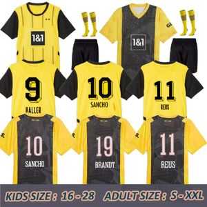 S-2XL Haller Soccer Jerseys 23 24 25 Cup Reus 2024 Borussia Soccer Football Shirt Neongelb Hummels Brandt Dortmund Player Men Kids Special All Black Maillot de Foot