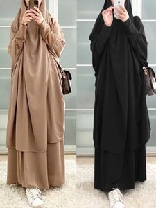 Ethnische Kleidung Eid Kapuze muslimische Frauen Hijab Kleidergebetsstand Abaya Long Khimar Ramadan Kleid Abayas Rock Sets Islamische Kleidung Niqab Jilbab T240515