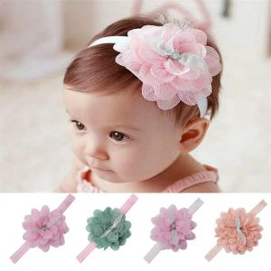 Baby Chiffon Headband Hair Accessories Handmade Lace Flower Headbands Children Hair Band Girls Bow Headdress LL