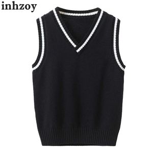 Pullover unisex dla dzieci swetra dla dzieci chłopcy w stylu Preppy v szyja kamizelka na dzianina Top School Mundur Spring Autumn kamizelki