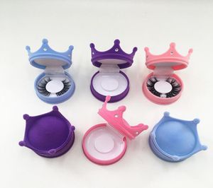Crown Diamond Eyelash Packaging Box Empty Pink Blue 3D Mink Fall för regelbunden längd fransar9059778
