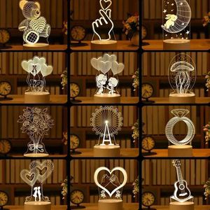 Lampy stołowe 3D Nocna Lekka Dekoracja sypialnia LED ŚWIATA DECO Dekoracja Świąteczna Dekoracja Fanckie oświetlenie Pokój LED Light Walentynki Dzień