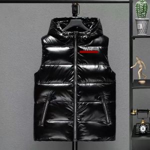 Mens Vests 재킷 푹신한 디자이너 폭격기 코트 민소매 셔츠 윈드 브레이커 남자 코트 후드 재킷 조끼 아웃웨어 S-5XL