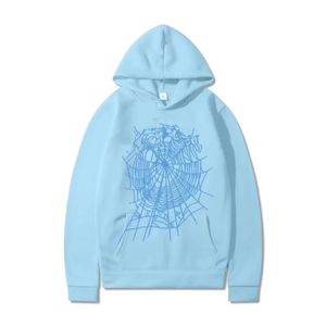 Men's and Women's Hoodies Sweatshirts Sweatpants Fashion Brand 55555 2024 Sky Blue High Quality Angel Number Puff Pastry Printing Graphic Spider Web