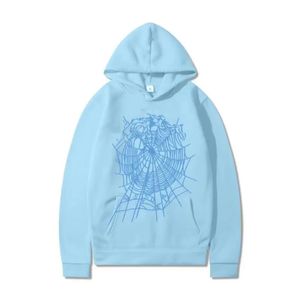 Herr- och kvinnors hoodies Sweatshirts Sweatpants Fashion Märke 55555 2024 Sky Blue High Quality Angel Number Puff PAG PRESTRY GRAFIC SPIDER WEB