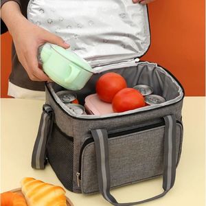 15L Portable Thermal Lunch Bag Food Box Durable Waterproof Office Cooler Lunch Box Ice Insulated Case Camping Oxford Dinner Bag 240515