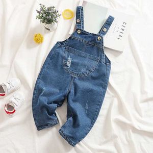 Overalls IENENS baby wrap jumpsuit for boys and girls Dunarees solid color jeans for children casual denim Trousers d240515