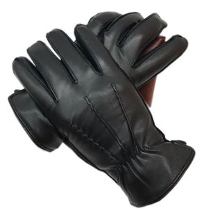 Five Fingers Gloves Winter Men039s 2021 Sheepskin Leather Fashion Outdoor Driving Real Warm Fleece Lini1900413
