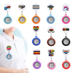 Rainbow Rainbow 24 clipes de relógios de bolso Rainbow Enfermeira Broche Pin-On para mulheres e homens em entrega de queda fácil de ler OT8AW