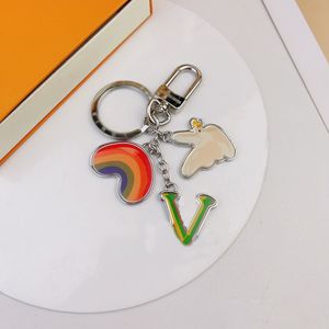 Fashion Keychain Key Buckle Letters Design Handmade Men Women Cute Rainbow Dove Shape Bag Pendants Top Quality Birthday Gift