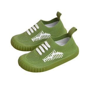 Sneakers Indoor and outdoor unisex childrens breathable knitted slider casual sports shoes spring green childrens walking shoes E8227 d240515