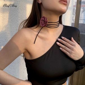 QYNE Chokers Romantic Gothic Rose Clavik Chain Necklace Suitable for Women Korean Fashion Adjustable Rope Necklace Y2K Accessories d240514
