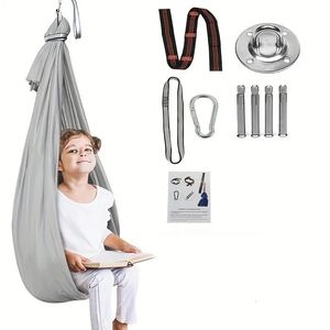 Relieve Autism Indoor Swing Hammock Therapy Swing Childrens Elastic Swing Sensory Training Hammock with Stand 240429
